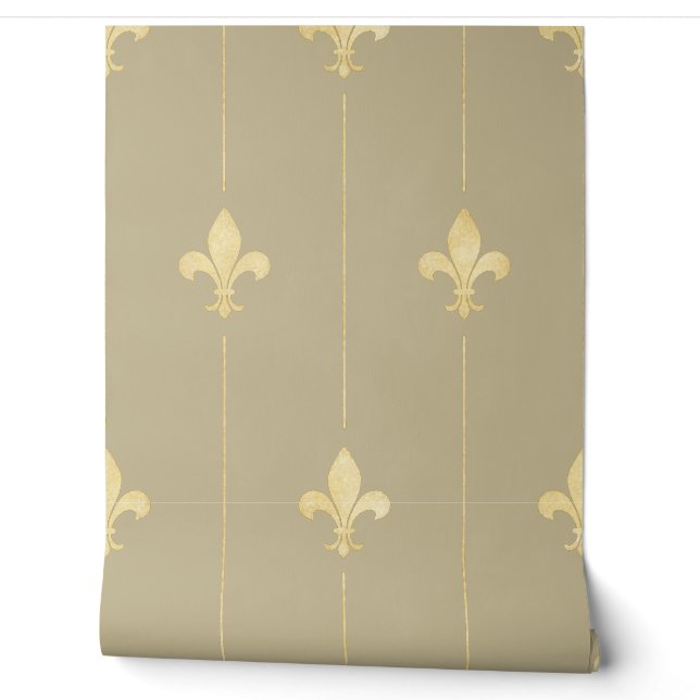 Gold Fleur-de-Lis Latte Behang (Afrollen)