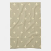 Gold Fleur-de-Lis Latte Brown Theedoek (Verticaal)