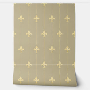 Gold Fleur-de-Lis Latte (kleinschalig) Behang