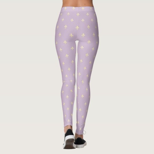 Gold Fleur-de-Lis Latte Lila Leggings (Achterkant)