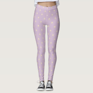 Gold Fleur-de-Lis Latte Lila Leggings