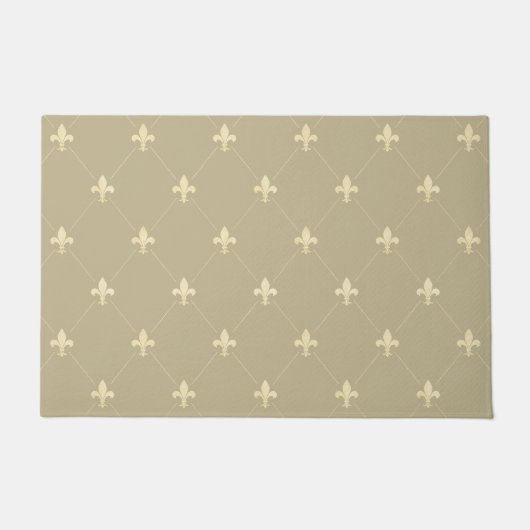 Gold Fleur-de-Lis Lichtbruin Deurmat (Voorkant)