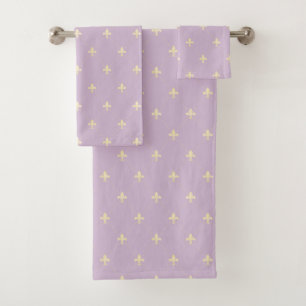 Gold Fleur-de-Lis Lila Bad Handdoek