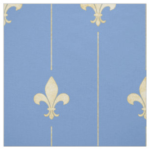 Gold Fleur-de-Lis met Blue Lines (op grote schaal) Stof