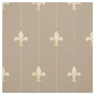 Gold Fleur-de-Lis met Lijnen Bruin (middelgrote sc Stof