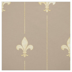 Gold Fleur-de-Lis met Lijnen Bruin (op grote schaa Stof