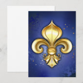 Gold Fleur de Lis on Blue Kaart (Voorkant / Achterkant)