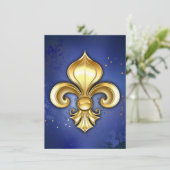 Gold Fleur de Lis on Blue Kaart (Staand voorkant)