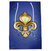 Gold Fleur de Lis on Blue Medium Cadeauzakje (Voorkant)