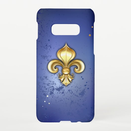 Gold Fleur de Lis on Blue Samsung Galaxy Hoesje (Achterkant)