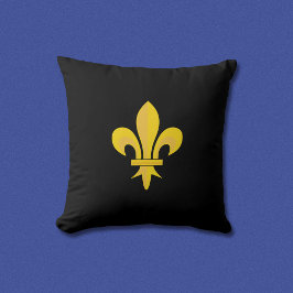 Gold Fleur de Lis op Black Pillow Kussen