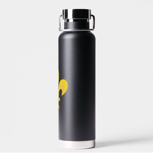 Gold Fleur de Lis op Black Water Bottle Waterfles (Achterkant)