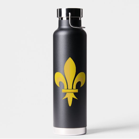 Gold Fleur de Lis op Black Water Bottle Waterfles (Links)
