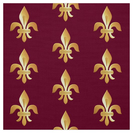 Gold Fleur-de-lis op de Bourgogne Stof (Swatch)