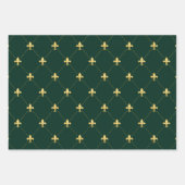 Gold Fleur-de-Lis op Donkergroen Inpakpapier Vel (Voorkant 3)