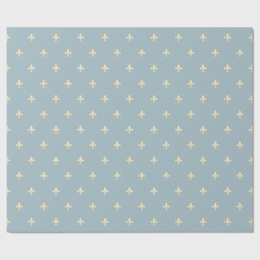Gold Fleur-de-Lis op Dusky Blue Cadeaupapier (Vlak)