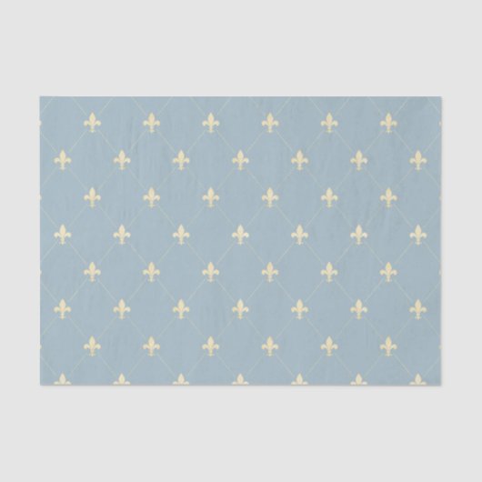 Gold Fleur-de-Lis op Dusky Blue Tissuepapier (Voorkant)