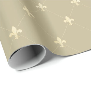 Gold Fleur-de-Lis op Dusky Latte Brown Cadeaupapier