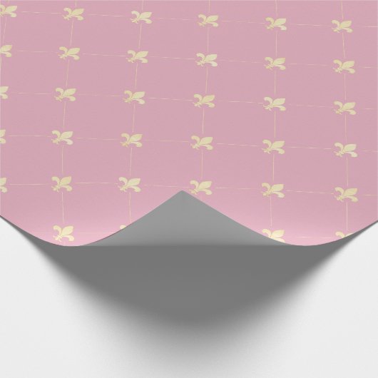 Gold Fleur-de-Lis op Roze Cadeaupapier (Hoek)