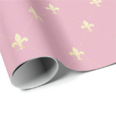Gold Fleur-de-Lis op Roze Cadeaupapier (Rol Hoek)
