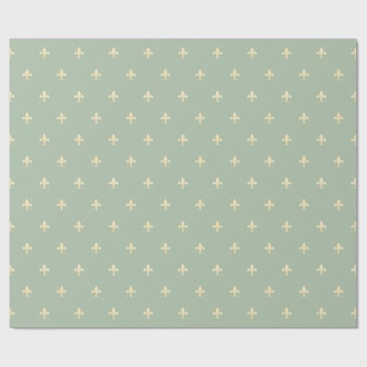 Gold Fleur-de-Lis op Sage Cadeaupapier (Vlak)