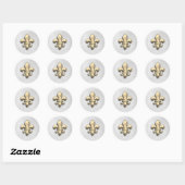 Gold Fleur de Lis op White Twirl Background Ronde Sticker (Vel)