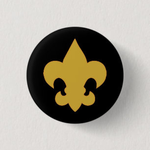Gold Fleur De Lis op zwart Ronde Button 3,2 Cm