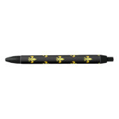 Gold Fleur De Lis-patroon Zwarte Inkt Pen (Voorkant)