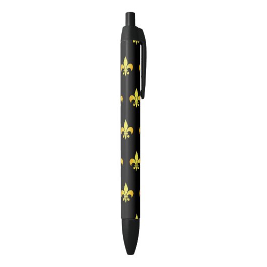 Gold Fleur De Lis-patroon Zwarte Inkt Pen (Achterkant (Verticaal))