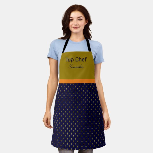 Gold Fleur-de-lis Persoonlijk Apron Schort (Gedragen)