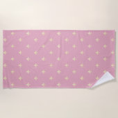 Gold Fleur-de-Lis Pink Strandlaken (Voorkant)