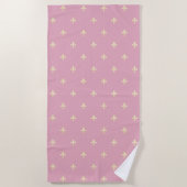 Gold Fleur-de-Lis Pink Strandlaken (Voorkant)
