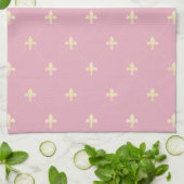 Gold Fleur-de-Lis Pink Theedoek (Gevouwen)