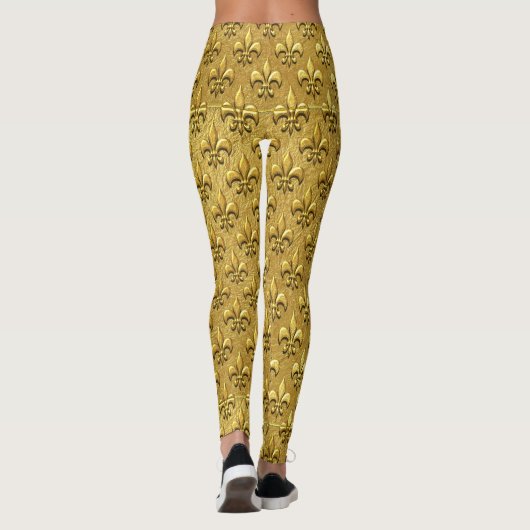 Gold Fleur de Lis Pop Mode Leggings (Achterkant)