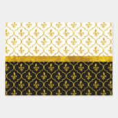 Gold Fleur-de-Lis Quatrefoil Pattern Inpakpapier Vel (Voorkant 3)