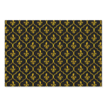 Gold Fleur-de-Lis Quatrefoil Pattern