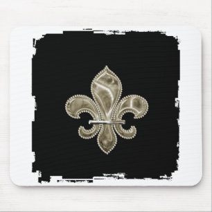 Gold Fleur de Lis Ragged Border Mousepad Muismat
