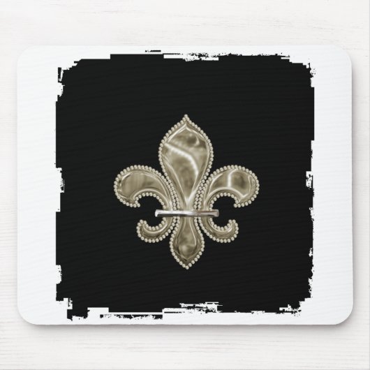 Gold Fleur de Lis Ragged Border Mousepad Muismat (Voorkant)