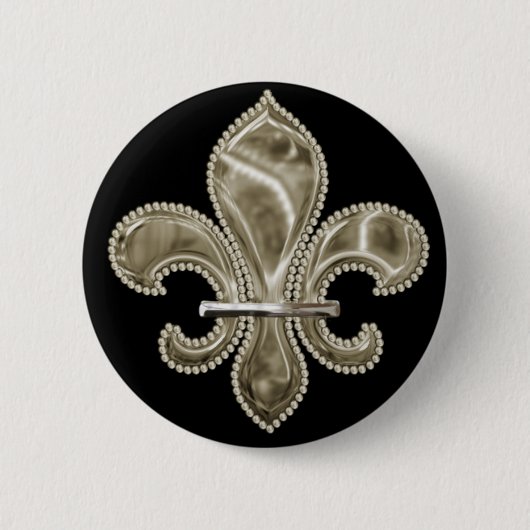 Gold Fleur de Lis Ronde Button (Voorkant)
