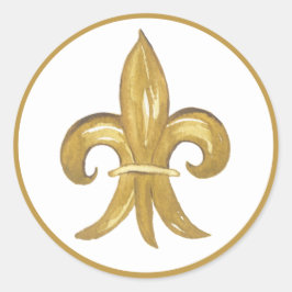 Gold Fleur de lis Ronde Sticker
