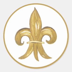 Gold Fleur de lis Ronde Sticker