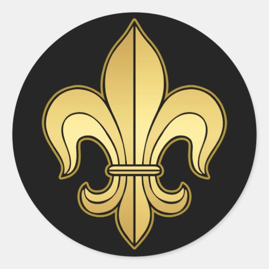 Gold Fleur de lis Ronde Sticker (Voorkant)