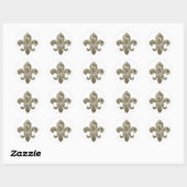Gold Fleur de Lis Ronde Stickers (Vel)
