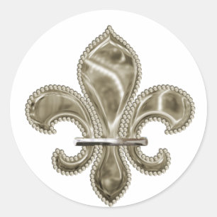 Gold Fleur de Lis Ronde Stickers