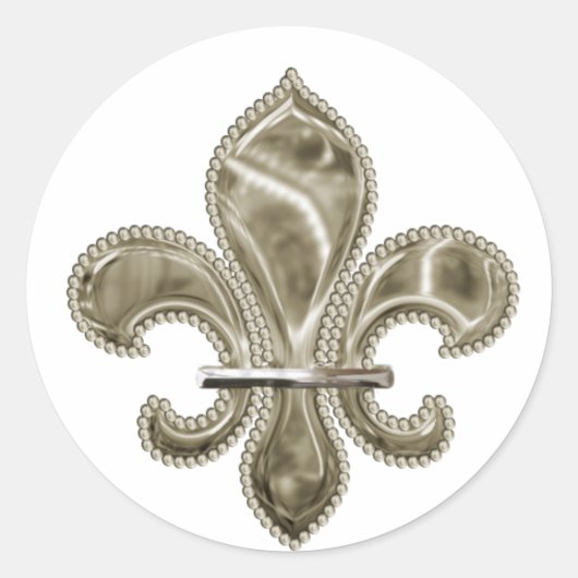 Gold Fleur de Lis Ronde Stickers (Voorkant)