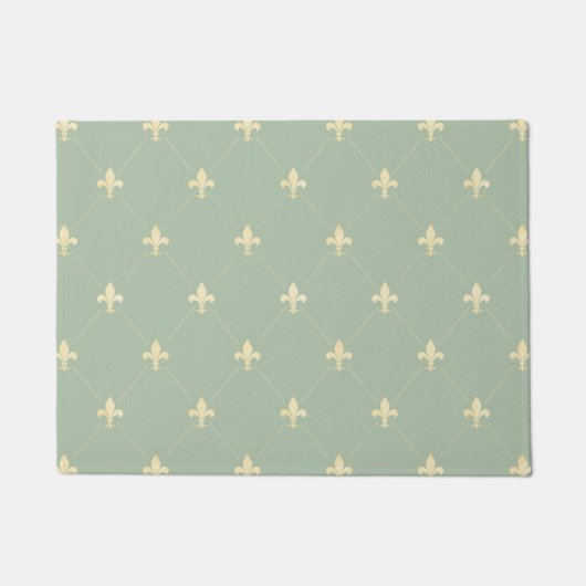 Gold Fleur-de-Lis Sage 18x24 Deurmat (Voorkant)