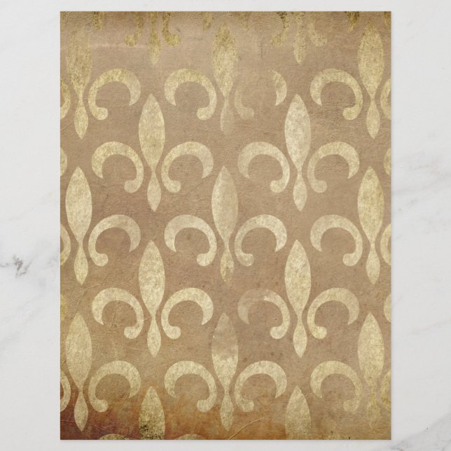 Gold Fleur de Lis Scrapbook Paper (Voorkant)