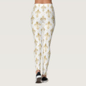 Gold fleur-de-lis seamless pattern on white leggings (Achterkant)