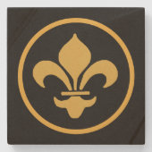Gold Fleur de Lis Stenen Onderzetter (Voorkant)