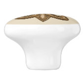 Gold Fleur de Lis & Taupe Keramische Knop (Zijkant)